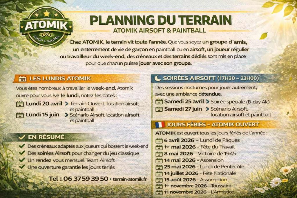 Planning terrain Paris Paintball Airsoft 2026